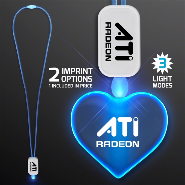 LED Neon Lanyards with Acrylic Heart Pendant.... from ASI 34194 ALightPromos / Alight Promotional Products