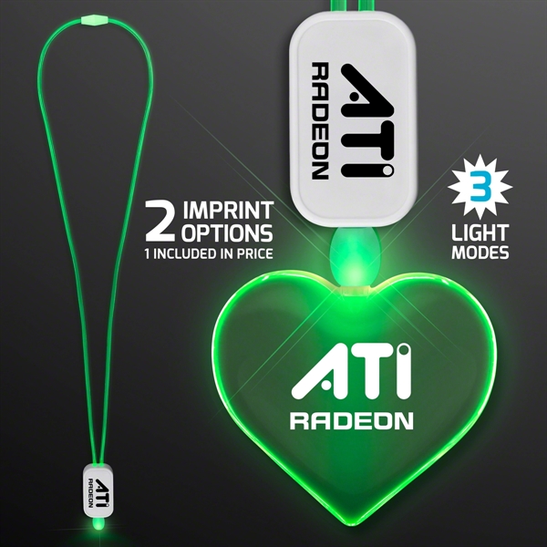 LED Neon Lanyards with Acrylic Heart Pendant.... from ASI 34194 ALightPromos / Alight Promotional Products