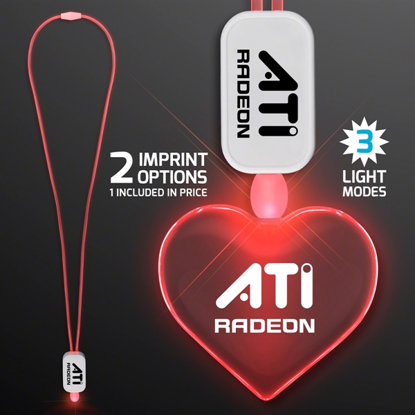 LED Neon Lanyards with Acrylic Heart Pendant.... from ASI 34194 ALightPromos / Alight Promotional Products
