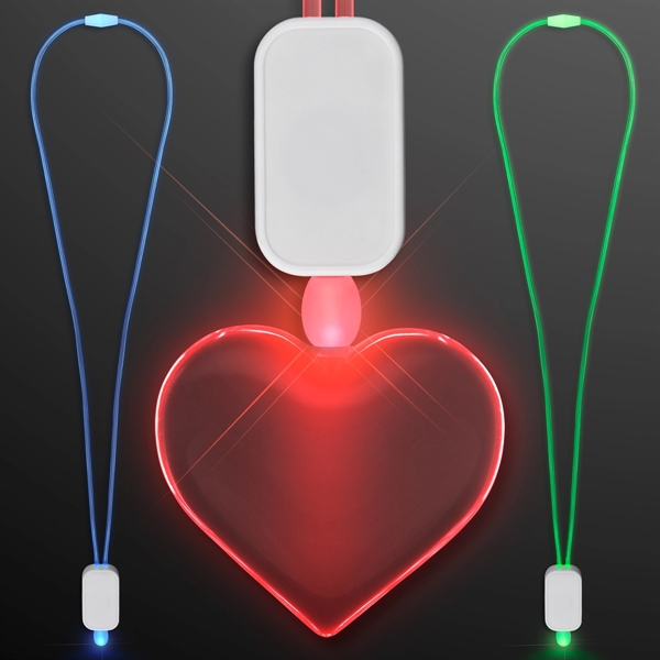 LED Neon Lanyards with Acrylic Heart Pendant.... from ASI 34194 ALightPromos / Alight Promotional Products