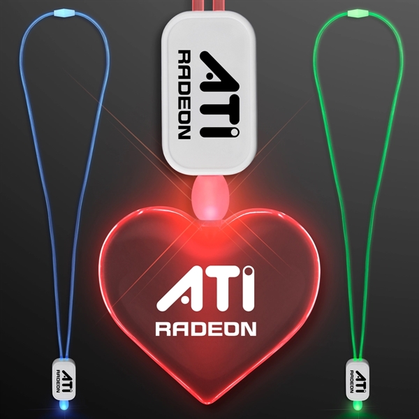 LED Neon Lanyards with Acrylic Heart Pendant.... from ASI 34194 ALightPromos / Alight Promotional Products