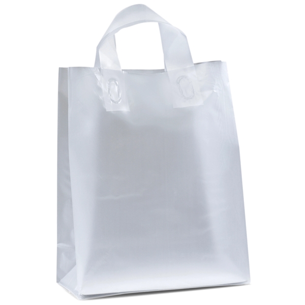 Colorful hi-density frosted plastic bag with fused loop handles.... from ASI 37940 Bag Makers Inc