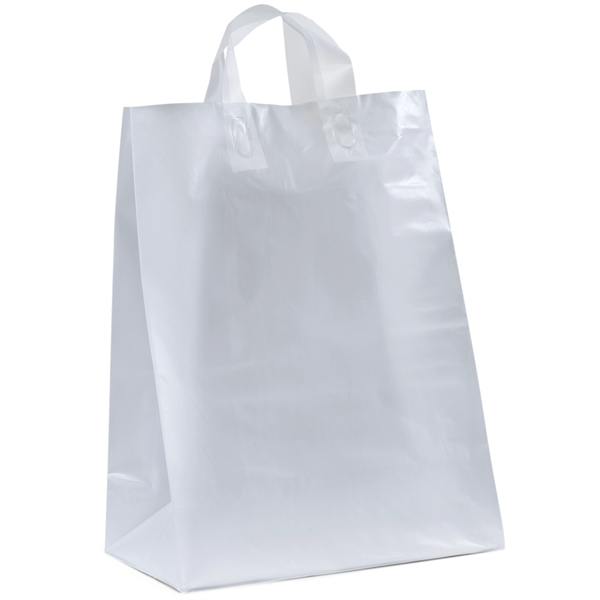 Colorful hi-density frosted plastic bag with fused loop handles.... from ASI 37940 Bag Makers Inc
