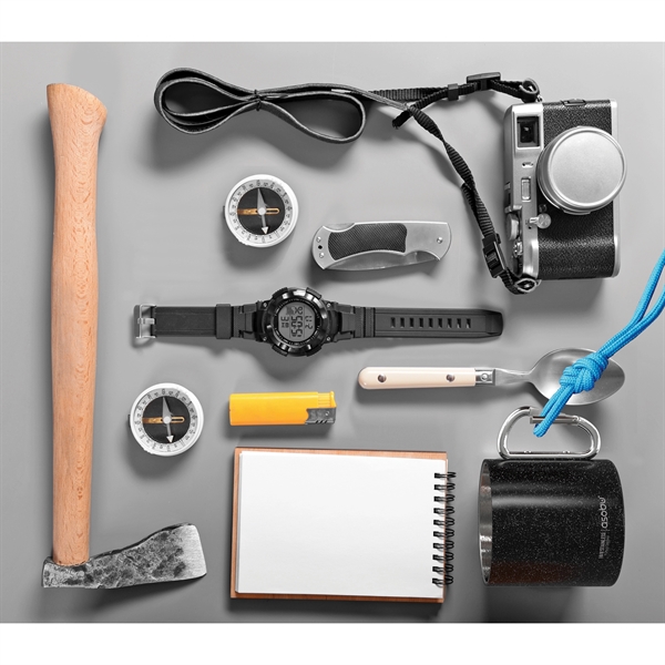 Double wall stainless steel mug with carabiner clip handle.... from ASI 31518 ADNART