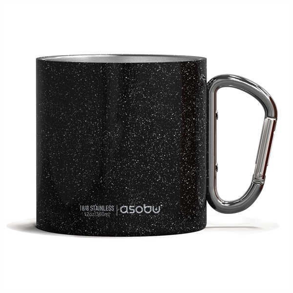 Double wall stainless steel mug with carabiner clip handle.... from ASI 31518 ADNART