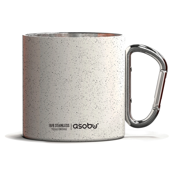 Double wall stainless steel mug with carabiner clip handle.... from ASI 31518 ADNART