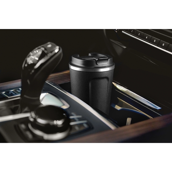 Coffee cup with easy grip handle and flip top spill proof... from ASI 31518 ADNART