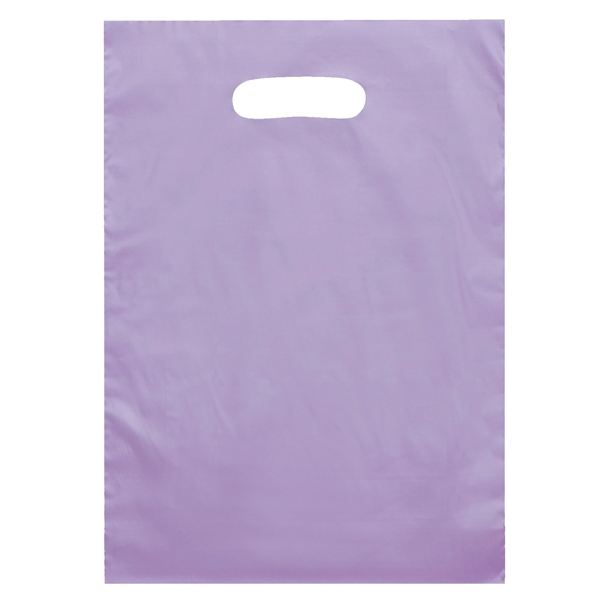 Hi-density 2.5 mil frosted plastic bag with die cut handles.... from ASI 37940 Bag Makers Inc