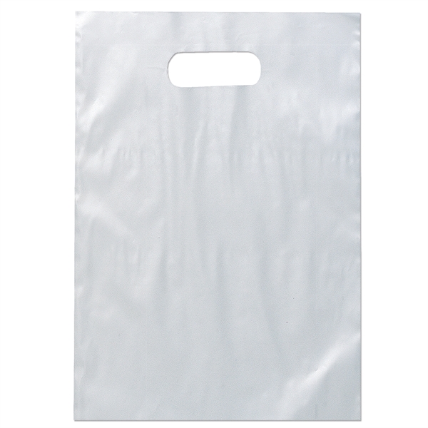 Hi-density 2.5 mil frosted plastic bag with die cut handles.... from ASI 37940 Bag Makers Inc