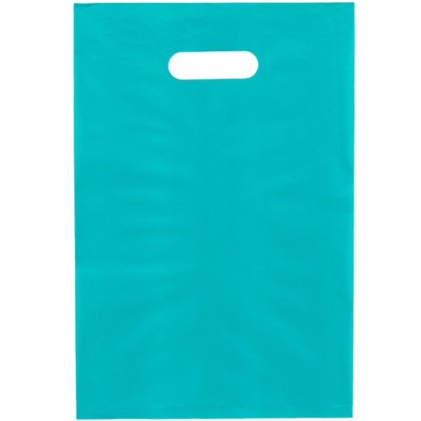 Hi-density 2.5 mil frosted plastic bag with die cut handles.... from ASI 37940 Bag Makers Inc