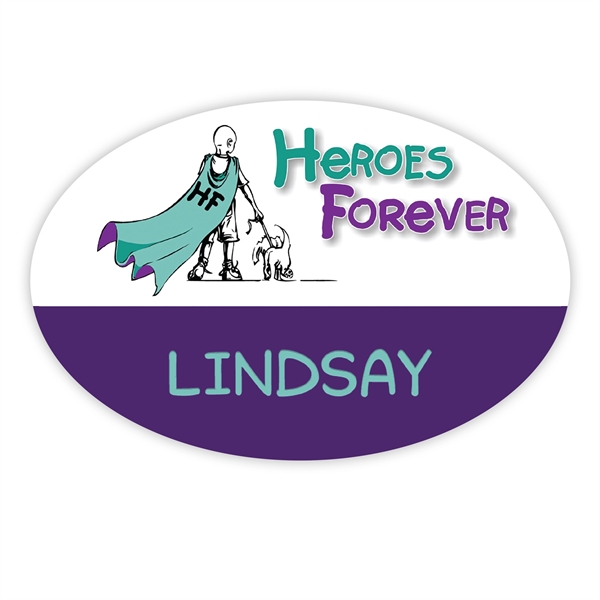 Oval shaped spectrum badges with full-color UV inkjet printing on bright... from ASI 59080 Halls & Company