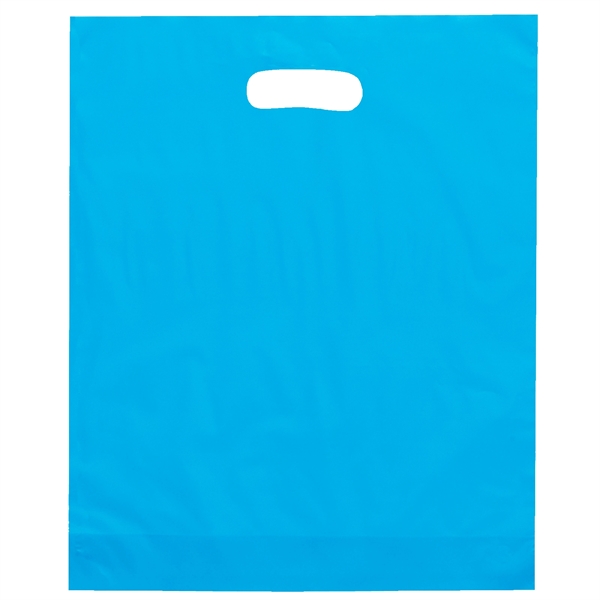 Hi-density 2.5 mil frosted plastic bags with die cut handles.... from ASI 37940 Bag Makers Inc