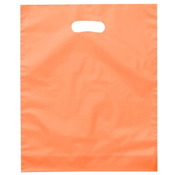 Hi-density 2.5 mil frosted plastic bags with die cut handles.... from ASI 37940 Bag Makers Inc