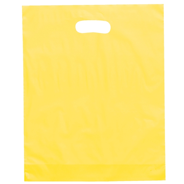 Hi-density 2.5 mil frosted plastic bags with die cut handles.... from ASI 37940 Bag Makers Inc