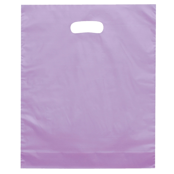 Hi-density 2.5 mil frosted plastic bags with die cut handles... from ASI 37940 Bag Makers Inc