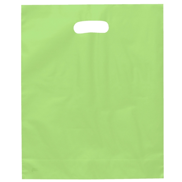 Hi-density 2.5 mil frosted plastic bags with die cut handles... from ASI 37940 Bag Makers Inc