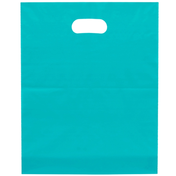 Hi-density 2.5 mil frosted plastic bags with die cut handles... from ASI 37940 Bag Makers Inc