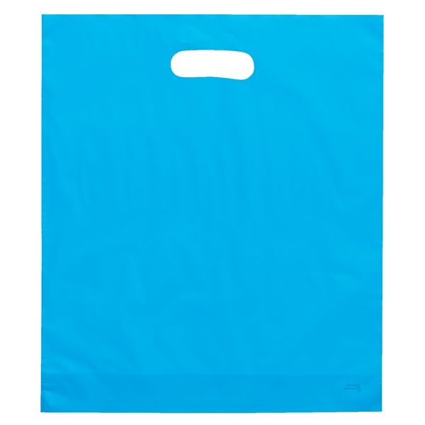 Hi-density 2.5 mil frosted plastic bags with die cut handles... from ASI 37940 Bag Makers Inc