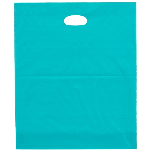 Hi-density 2.5 mil frosted plastic bags with die cut handles... from ASI 37940 Bag Makers Inc