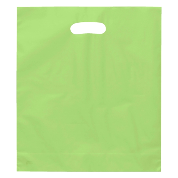 Hi-density 2.5 mil frosted plastic bags with die cut handles... from ASI 37940 Bag Makers Inc
