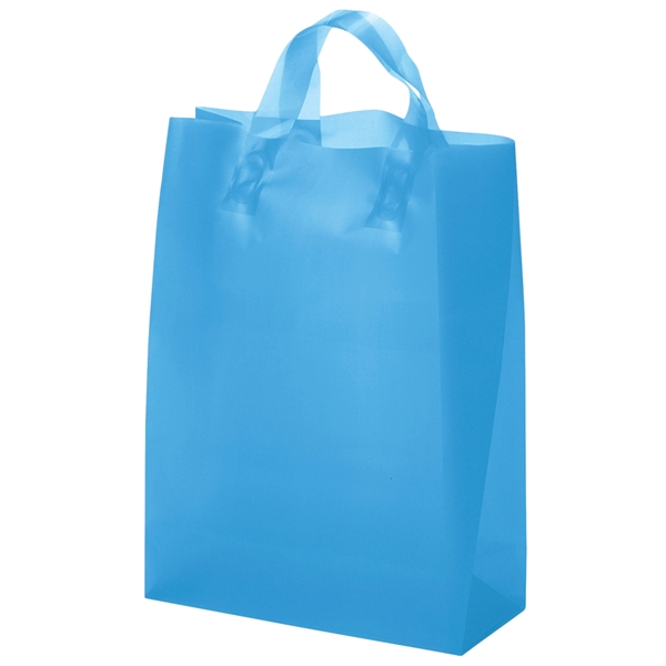 Colorful hi-density frosted plastic bag with fused loop handles.... from ASI 37940 Bag Makers Inc