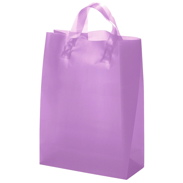 Colorful hi-density frosted plastic bag with fused loop handles.... from ASI 37940 Bag Makers Inc