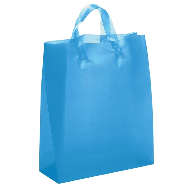 Colorful hi-density frosted plastic bag with fused loop handles.... from ASI 37940 Bag Makers Inc
