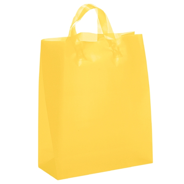 Colorful hi-density frosted plastic bag with fused loop handles.... from ASI 37940 Bag Makers Inc