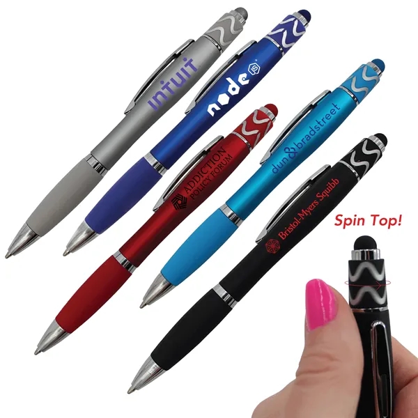 Halcyon® Silhouette Spin Top Pen with Stylus... from ASI 30270 Aakron Line