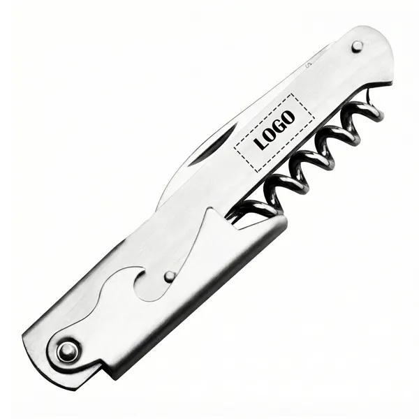 3-in-1 stainless steel wine bottle openers with 1 color silkscreen imprint... from ASI 37218 Athena Promo (tm)