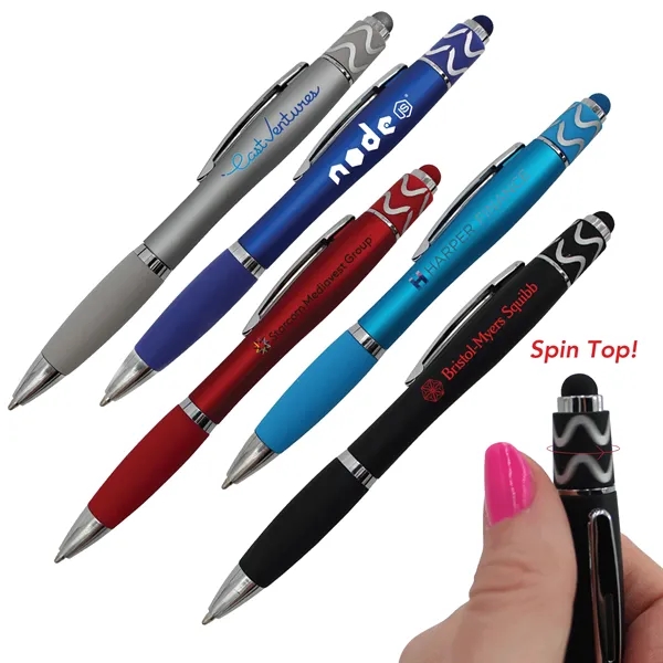 Halcyon® Silhouette Spin Top Pen with Stylus... from ASI 30270 Aakron Line
