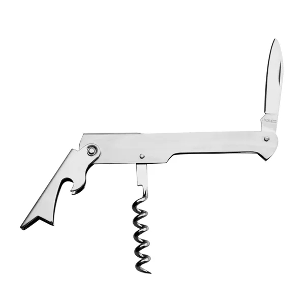 3-in-1 stainless steel wine bottle openers with 1 color silkscreen imprint... from ASI 37218 Athena Promo (tm)