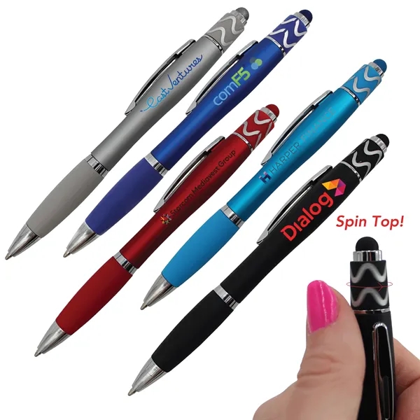 Halcyon® Silhouette Spin Top Pen with Stylus, Full Color Di... from ASI 30270 Aakron Line