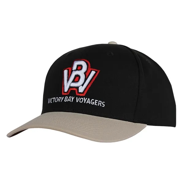 High profile structured tow tone chino twill black crown cap.... from ASI 80129 Quake City Caps