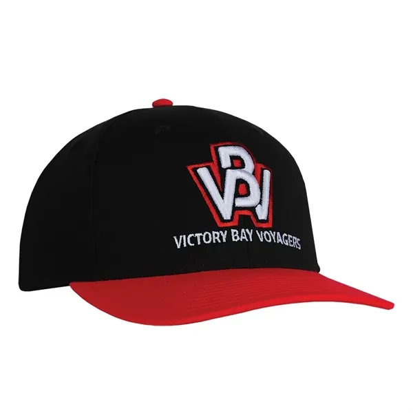 High profile structured tow tone chino twill black crown cap.... from ASI 80129 Quake City Caps