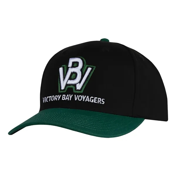 High profile structured tow tone chino twill black crown cap.... from ASI 80129 Quake City Caps