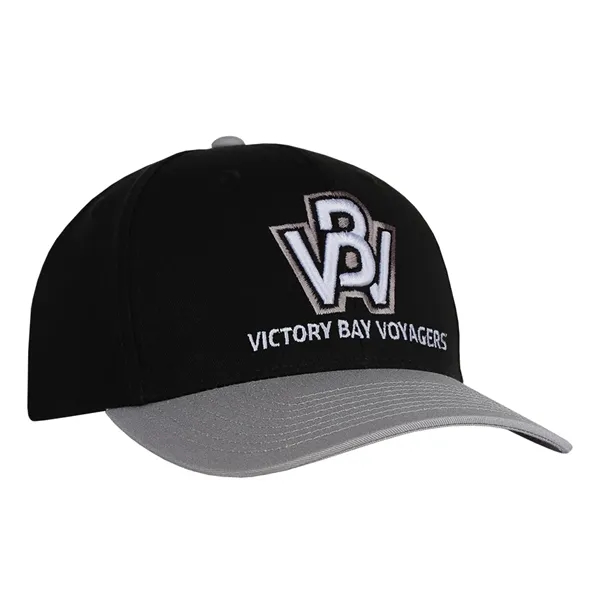 High profile structured tow tone chino twill black crown cap.... from ASI 80129 Quake City Caps