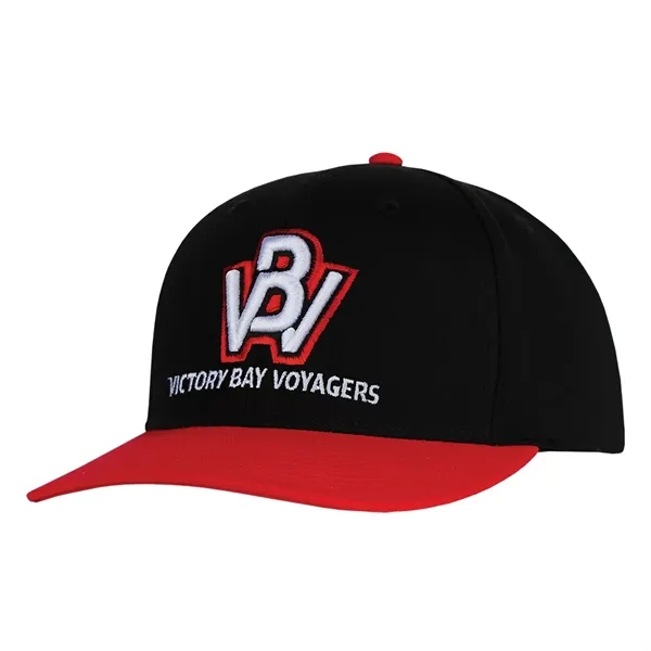 High profile structured tow tone chino twill black crown cap.... from ASI 80129 Quake City Caps