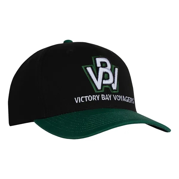 High profile structured tow tone chino twill black crown cap.... from ASI 80129 Quake City Caps