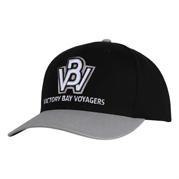 High profile structured tow tone chino twill black crown cap.... from ASI 80129 Quake City Caps