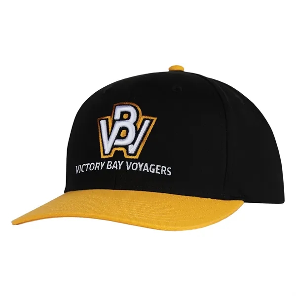 High profile structured tow tone chino twill black crown cap.... from ASI 80129 Quake City Caps