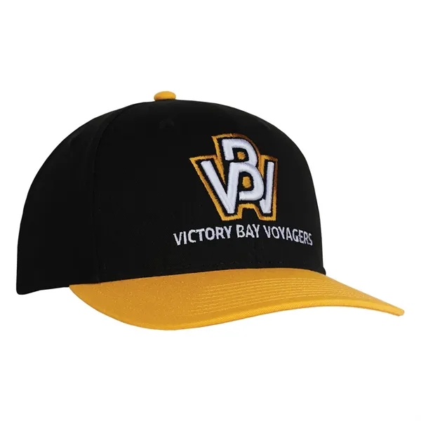 High profile structured tow tone chino twill black crown cap.... from ASI 80129 Quake City Caps