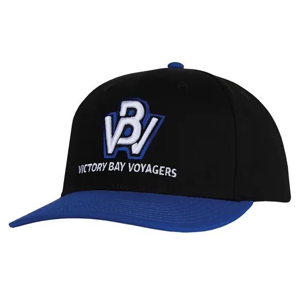 High profile structured tow tone chino twill black crown cap.... from ASI 80129 Quake City Caps