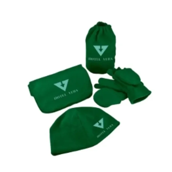 Four piece gift set with 100% polyester anti-pill fleece beanie, scarf,... from ASI 88060 Snugz/USA Inc