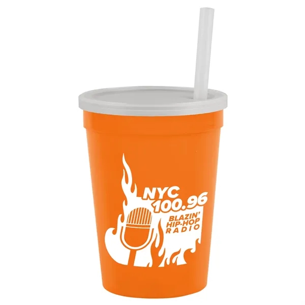 Molded in USA 16 oz. Stadium Cup with Lid & Straw... from ASI 40480 Koozie Group