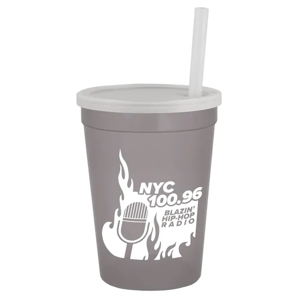 Molded in USA 16 oz. Stadium Cup with Lid & Straw... from ASI 40480 Koozie Group