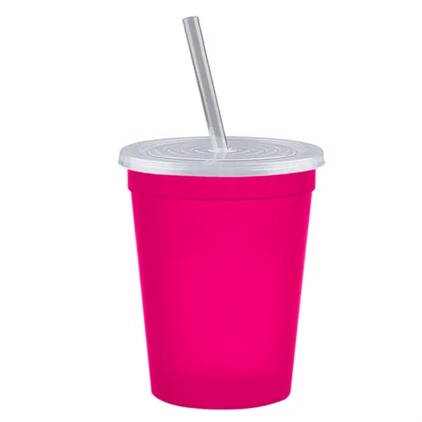 Molded in USA 16 oz. Stadium Cup with Lid & Straw... from ASI 40480 Koozie Group