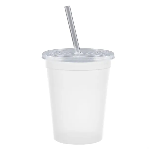 Molded in USA 16 oz. Stadium Cup with Lid & Straw... from ASI 40480 Koozie Group