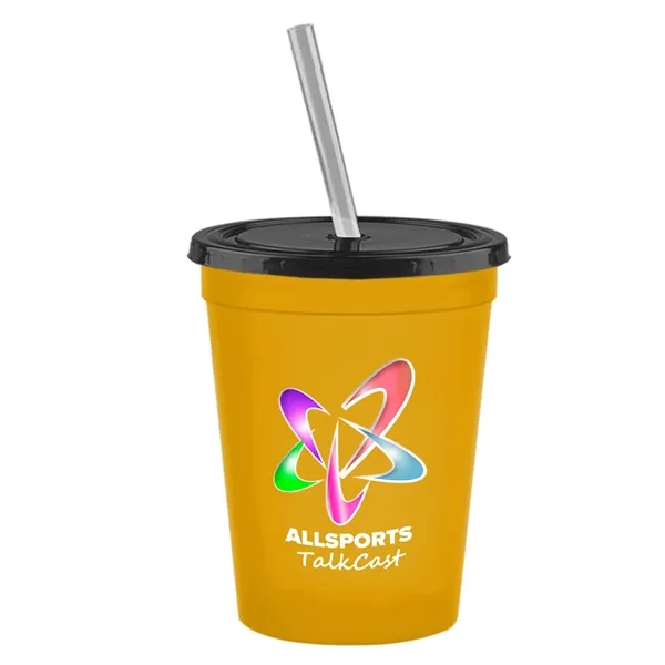 Molded in USA 16 oz. Stadium Cup with Lid & Straw... from ASI 40480 Koozie Group