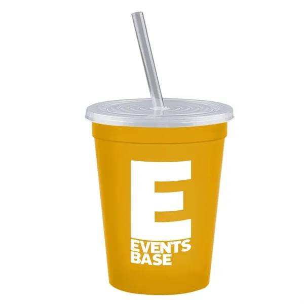 Molded in USA 16 oz. Stadium Cup with Lid & Straw... from ASI 40480 Koozie Group